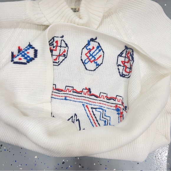 vintage sweater 1970’s aztec boho chunky cable knit turtleneck RARE - Picture 6 of 7